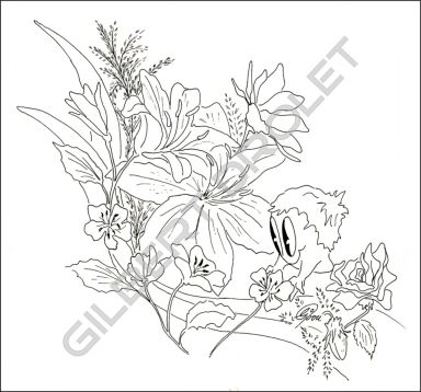 Gibou dans les fleurs, encre